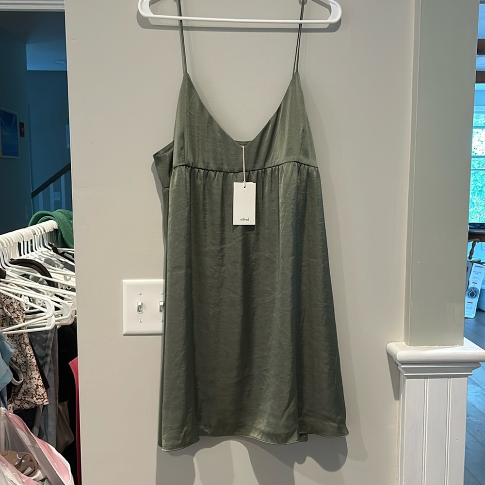 NWT Aritzia Wilfred Lover Satin Mini Dress - Picture 2 of 6